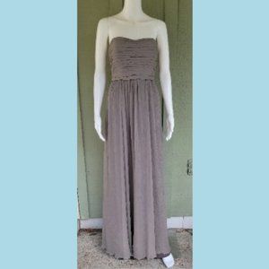 JENNY YOO Gray Crinkled Silk Strapless Evening Gown 12 Runs small 8 ...